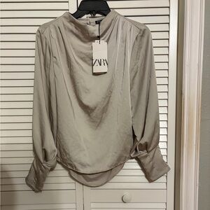 Women's Gray Satin Blouse